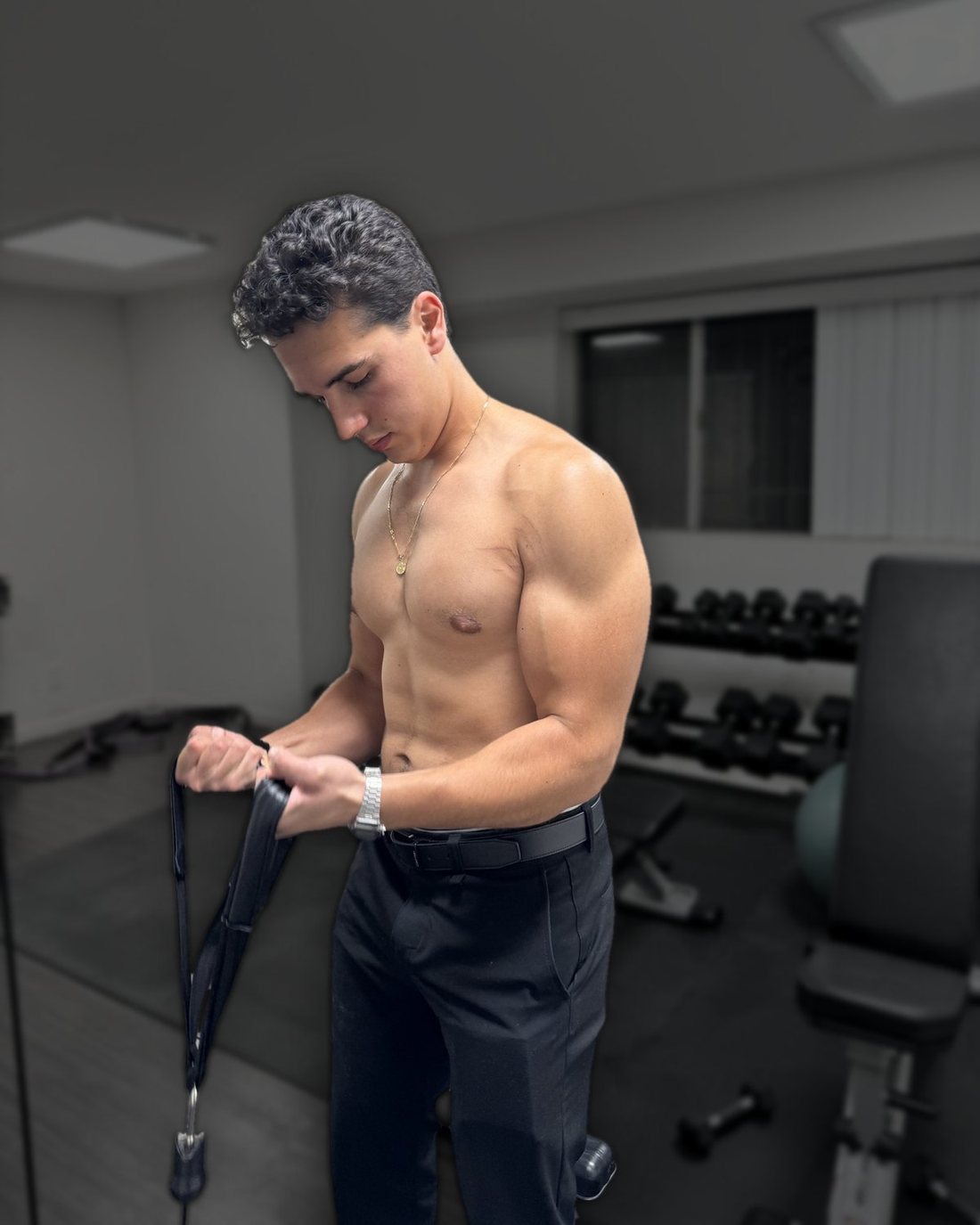 Joshua Daniely training on the cable machine at Bolder Fitness